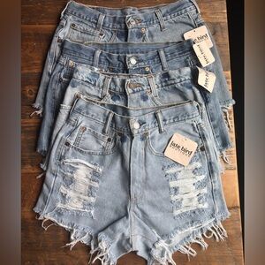 NWT Reclaimed High-Waisted Vintage Levi Denim Shorts with Distressing